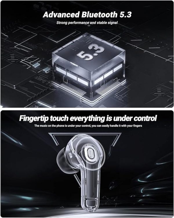 Wireless Earbuds Ultra pods pro New Bluetooth 5.3 Earbuds with Display Gaming Transparent TWS AI ENC Fast Charging Type C 13mm Bass Drivers Earbuds