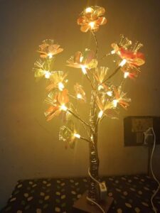 Flower Fibre Optic Yellow led tealight Candles (58 * 10 cm) Pack of 1 Big Size
