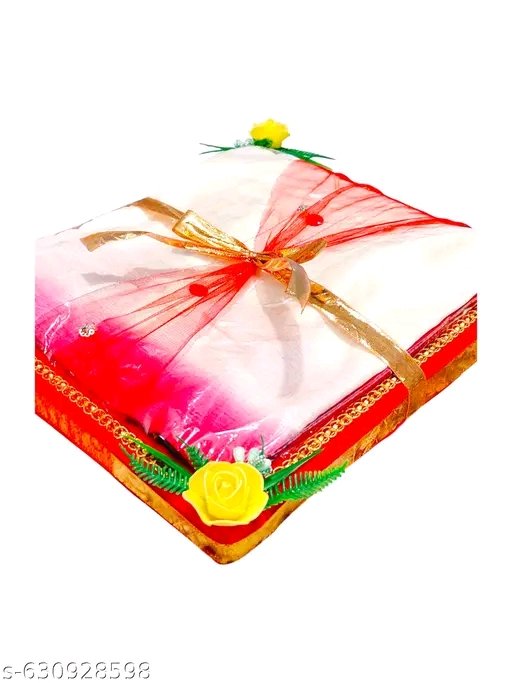 DESIREZONE Smart Creations Decorative Tray for Gift Packing/Wedding/Saree Packing/Trousseau/Shagun/Suit (10 X 12) Rectangular (RED), Size 10 by 12 inches