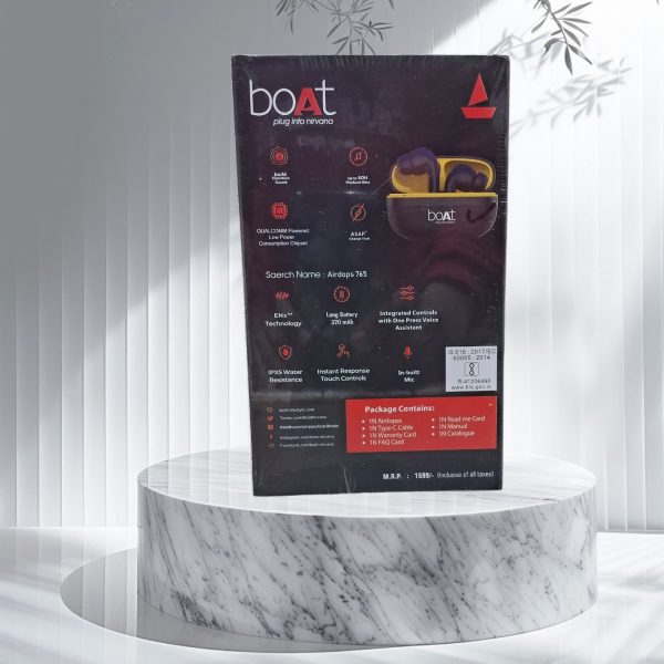 Boat Airdops 765 Fast Charging Type-C cable battery 320mah