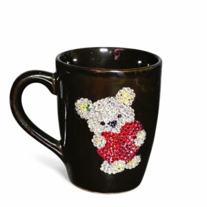 DESIREZONE Attractive Plush Heart Inlaid Rhinestone Cup, Handmade, Coffee Mug/Beautiful Gift for Lover and Best Friends
