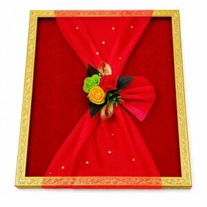 DESIREZONE Smart Creations Decorative Tray for Gift Packing/Wedding/Saree Packing/Trousseau/Shagun/Suit (10 X 12) Rectangular (RED), Size 10 by 12 inches