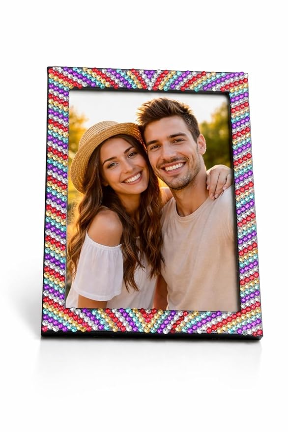 Desirezone Rhinestone Crystal Studded Photo Frame, Multicolor Decorative Picture Frame