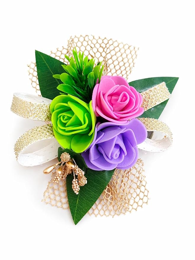 DESIREZONE 6 Pcs Handmade Artificial Peonies Flower Bunch for Hamper, Flower Brooch Hamper, Trousseau Packing, Decoration, Gifting, DIY Craft & Wedding (Multicolor)