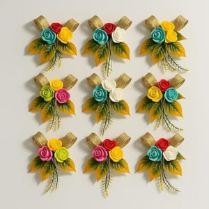 Desirezone Pack of 9 Handmade Gift Decoration Flowers – Perfect for Gift Packing,Hampers, Boxes, Envelopes